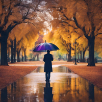 IJM258 - mężczyzna w parku z parasolem